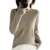 New autumn and winter round-neck sweater, women's pullover knitted sweater, solid color long-sleeved women's dress, thin style with short base layer Item Picture
